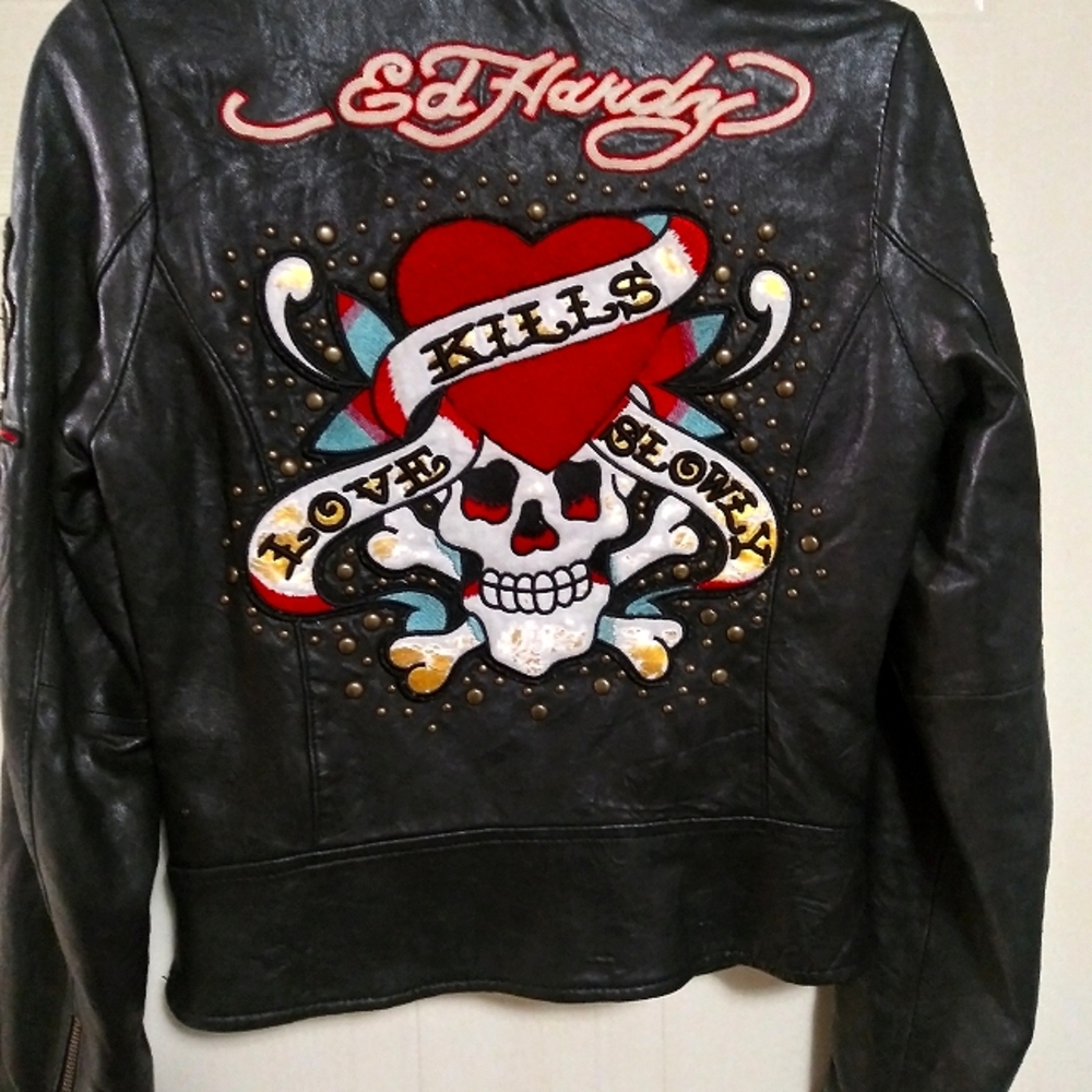 Ed Hardy by Christian Audigier leather jacket